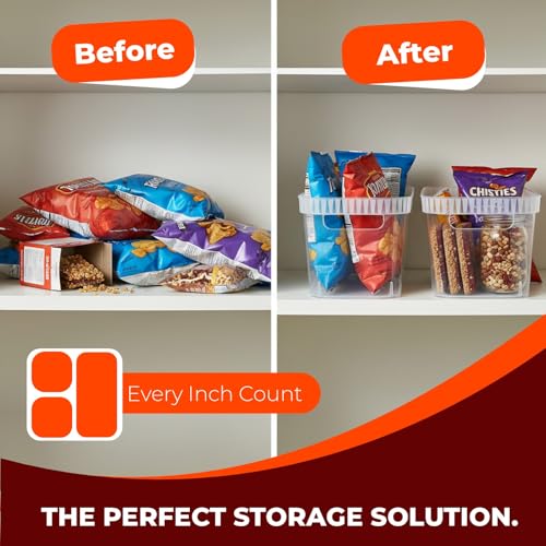 Narrow Storage Bins – Slim, Clear Plastic Storage Basket, Clear Organizer for Tight Spaces (2 Pack, 15” x 6” x 6”) - view 4