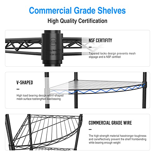 6 Tier Narrow Corner Wire Shelving Unit NSF Metal Shelf, 420lbs Capacity, Adjustable Storage Rack with Leveling Feet & Shelf Liners for Kitchen Garage Room,72" H X 18" L X 18" D - view 6
