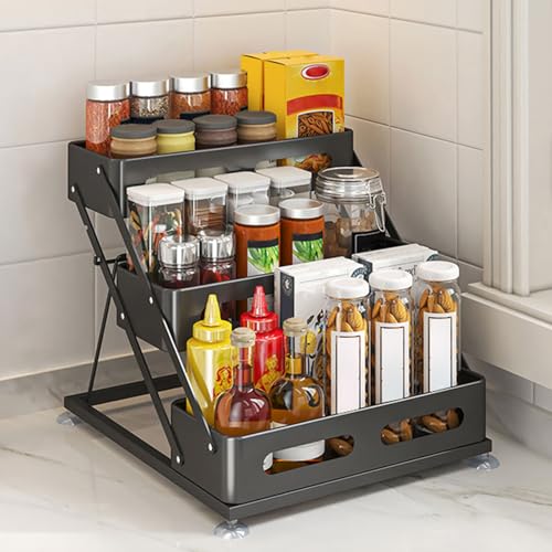 3 Tier Foldable Spice Rack, Black