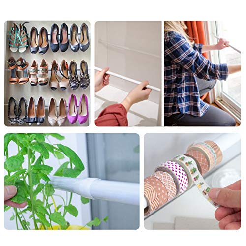 DeElf 8 Pack Tension Rods 28 to 48 Inches, Adjustable Spring Tension Rod for Window Curtain, Kitchen Cupboard Utensils, Closet, and Cabinet, White - view 6