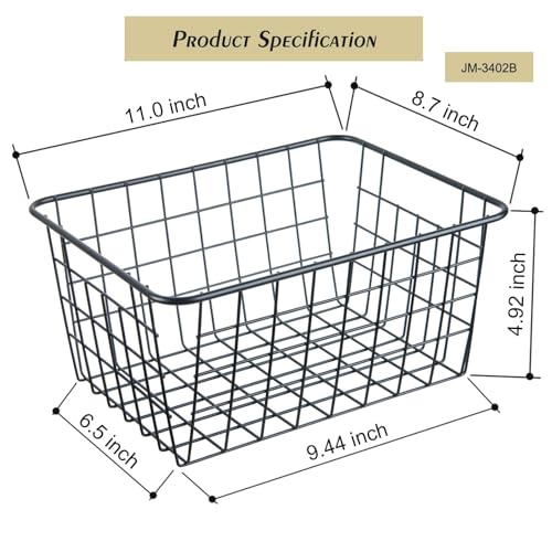 Wire Kitchen Storage Basket 3 Packs,Perfect Pantry Organization Accessories Baskets,Laundry Basket,Countertop Organization,Suitable for Kitchen,Bathroom,Bedroom,Tabletop,Stackable,Black - view 3