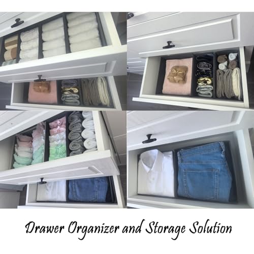 Sock Drawer Organizer 3 Pack - Collapsible Fabric Storage Bins for Underwear Divider, Small Closet Organizers with 3 Compartments, Khaki - view 7