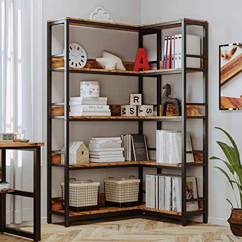 Corner Shelf 5 Tiers 70LB Capacity L-Shaped Bookshelf - view 2