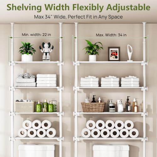 Tension Mount Over The Toilet Storage Shelf, No-Drill, Slim Design - view 2