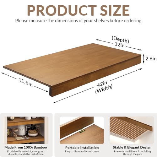 Wire Shelf Covers, Bamboo Wire Rack Covers for Pantry, Closet - view 3