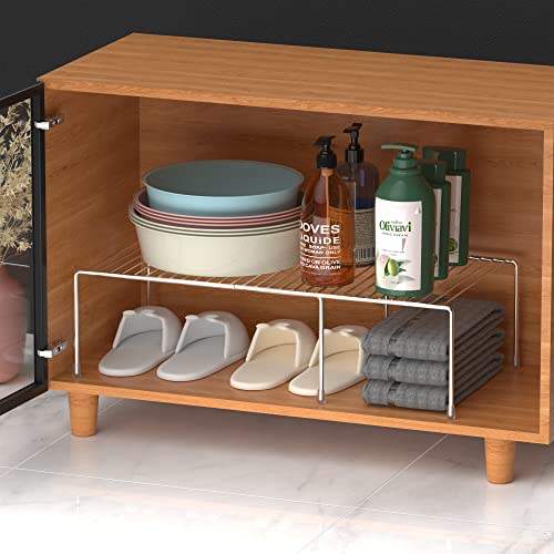 Kitchen Cabinet Expandable Shelf Organizers Set of 4, Adjustable Metal Wire Pantry Storage Shelves, Plate Dish Organizer Rack for Cabinets, Cupboard, Counter, Freezer, Countertop, Chrome - view 6