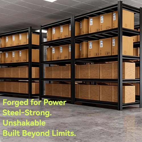 Extra Large/Big 55.12"W Father&I Industrial 6-Heavy-Dudy-Shelf-Rack Utility Tall Garage/Warehouse Shelving Metal/Steel Storage Shelves Unit/System Adjustable for Bin/Shed, 84"*55.12*24", Black - view 5