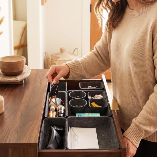 Desk Drawer Organizer Tray, 11pcs Felt Storage Bins Accessories Drawer Inserts Box Containers - view 3