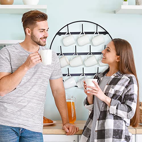 Mug Rack with Sturdy Steel Frame, Matte Black Finish, Removable Rubber Caps, Wall Mounted (Round 24" x 24") - view 3
