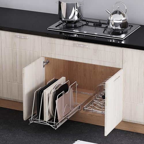Pull Out Cookie Sheet Organizer, 11" W x 22" D x 11.8" H, Chrome - view 5