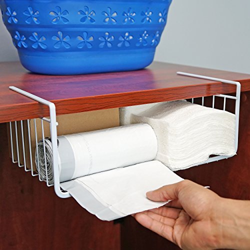 15-Inch Easy Install White Wire Under-Cabinet Hanging Basket Shelf Organizer – Storage Rack for Kitchen, Pantry, and Bathroom - view 6