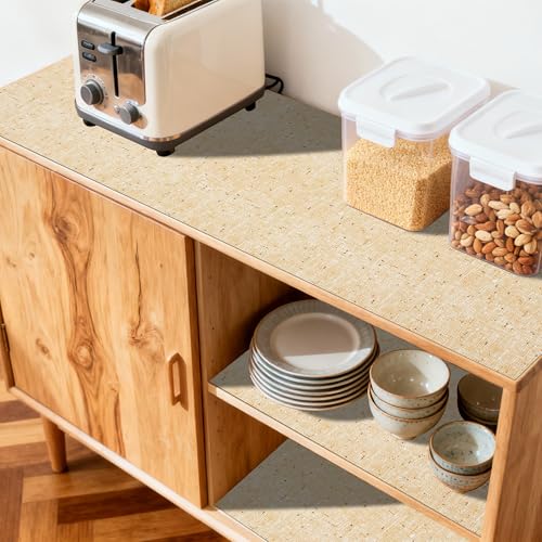 12"x120" Non-Adhesive Shelf Liner for Kitchen Cabinets and Drawers, Washable Non-Slip PVC Cabinet Liner (Yellow)(1 Roll) - view 3