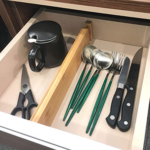 6-Pack Adjustable Bamboo Drawer Dividers, Expandable Drawer Organizer for Kitchen Utensils, Clothes, Bathroom, Office – Fits Drawer Interiors 16.6" to 21.8" - view 2