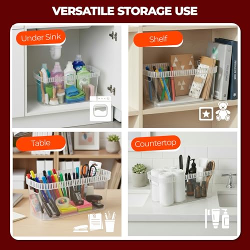 Narrow Storage Bins – Slim, Clear Plastic Storage Basket, Clear Organizer for Tight Spaces (2 Pack, 15” x 6” x 6”) - view 7