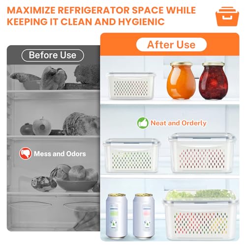 8 Pieces Fruit Storage Containers for Fridge with Lids and Strainer - view 5