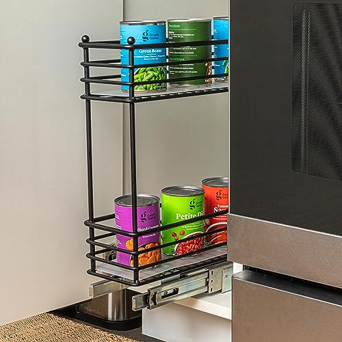 Glidez Under Cabinet 2‑Tier Pull‑Out Storage Organizer with Removable PEVA Liners, Matte Black - view 2