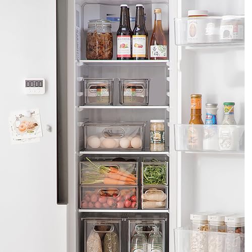 Refrigerator Organizers and Storage, 2 Pack BPA-Free Sturdy Stackable Clear Pull out Drawer Organizer Bins, Fridge Organizers and Storage for Fruit, Produce, Drink, Snack and Food Storage Containers - view 5