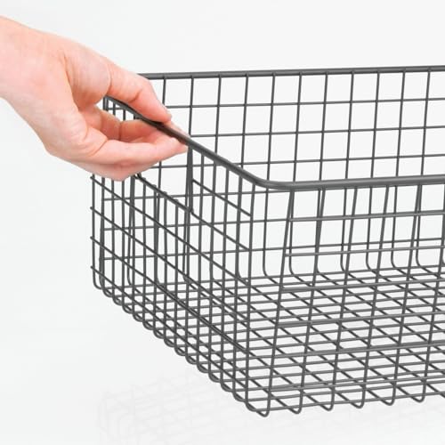 Metal Wire Food Storage Basket Organizer with Handles for Organizing Kitchen Cabinets, Pantry Shelf, Bathroom, Laundry Room, Closets, Garage - Concerto Collection - 2 Pack - Graphite Gray - view 4