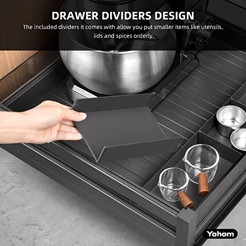 Pull Out Cabinet Organizer – 20" W x 21" D Aluminum & Glass Drawer Organizer with Removable Dividers, Heavy Duty Pull Out Shelf for Kitchen Cabinets, Sliding Storage Tray, DIY Single Tier - view 5