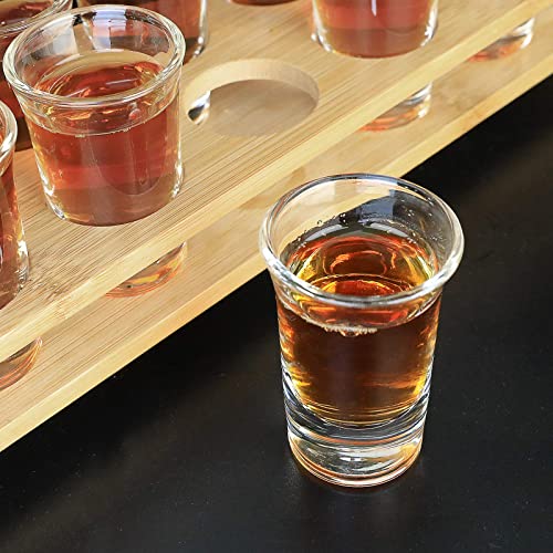 Shot Glasses Set 12pcs 30ml/1oz Shot Glass Tray Holder Organizer Straight Thick Base Clear Whiskey Tequila Glass Cups for Liqueurs Party Club Home Bar Drinking (Set of 12) - view 6