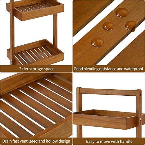 Teak Dish Drying Rack and 2 Tier Standing Shower Organizer Caddy - view 7