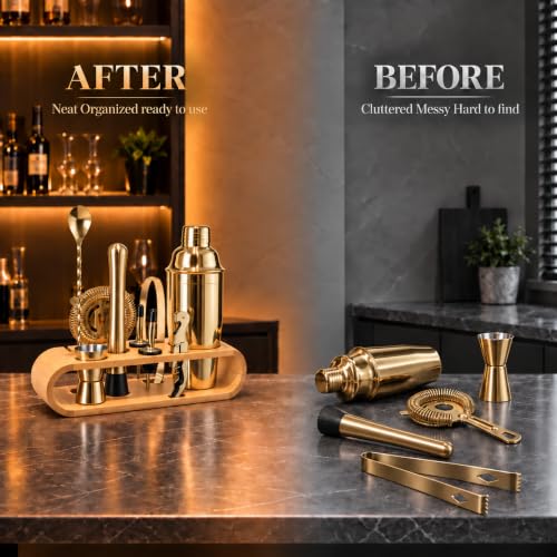 10-Piece Cocktail Shaker Set,24 oz 3-piece cocktail shaker,304(18/8)SS - view 5