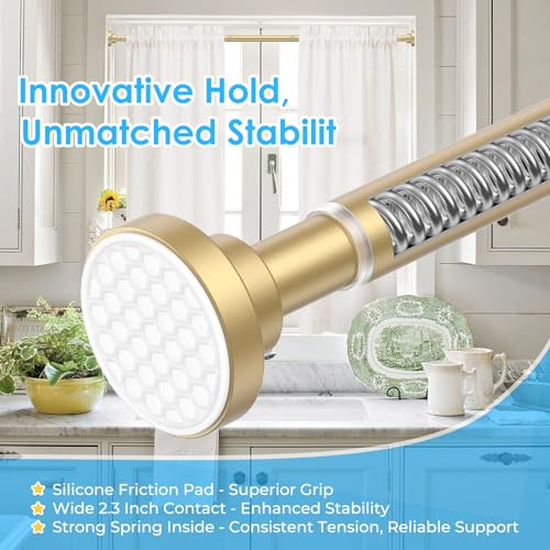 Tension Shower Curtain Rod No-Drill Anti-Slip 28-48 in 1", Gold - view 3