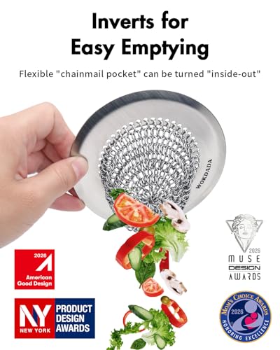 Kitchen Sink Drain Strainer,Patented Reversible Chain Mesh Basket Anti-Clog - view 2