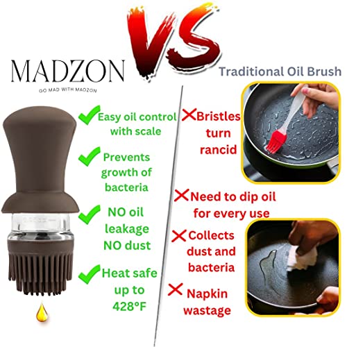 3-in-1 Olive Oil Dispenser Bottle for Kitchen with Brush and Straw Cleaner. Pour, Drizzle or Brush Vinegar, Soy Sauce and Cooking Oil Container. 18.6oz Glass Oil Cruet/Leakproof Spout (Brown) - view 2