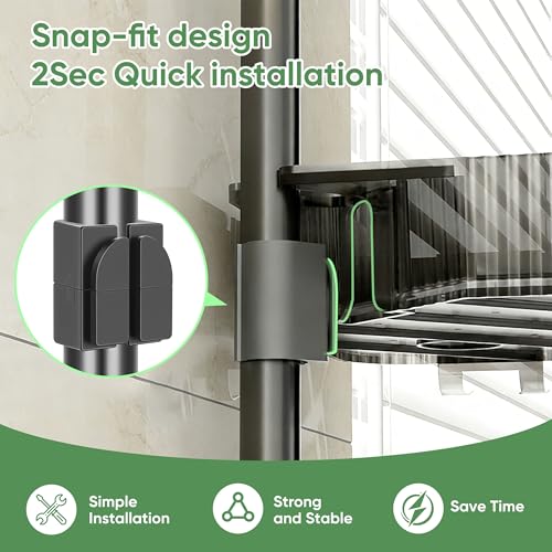 4 Tier Corner Shower Caddy with Modular Poles ABS Basket & Carbon Steel Shower Organizer Adjustable Tension Rod Screw Free Shower Caddy Wall Mounted Rack Shelves Storage Bathroom Accessories - view 3