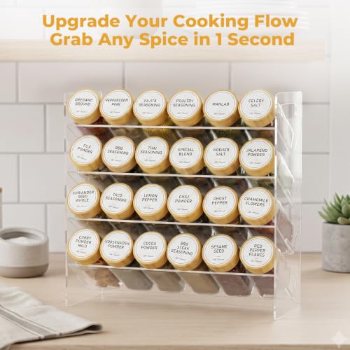 4-Tier Acrylic Spice Rack Organizer with 24 Glass Spice Jars - view 6