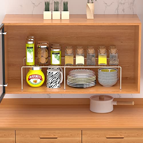 Expandable Kitchen Cupboard Organiser, 2-Piece Adjustable Freezer Cabinet Storage Wire Shelf Rack Rustproof Metal Shelves Space Saver for Countertop Pantry Drawer Utensils - view 3