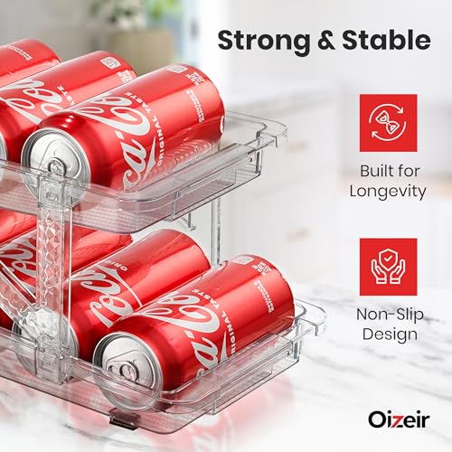 Expandable Soda Can Dispenser For Fridge - 2-Pack - Clear Transparent Soda Can Organizer For Refrigerator, Kitchen, and Pantry Storage Organizer for Cans, Beverage Bottle, Canned Food & Bottles - view 5