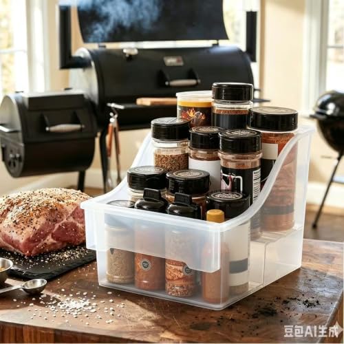 Clear 2-Tier Pantry Storage Bin with 2 Compartments, Medium Plastic Organizer for Snacks, Spices, and Small Items, See-Through Design for Quick Identification - view 6