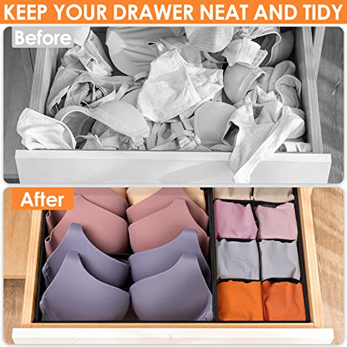 12 Pack Drawer Organizers, 116 Compartments Fabric Foldable Dresser Drawer Organizers for Clothing, Closet Organizers and Storage Bins for Clothes, Christmas Ornament Storage Boxes with Dividers - view 6
