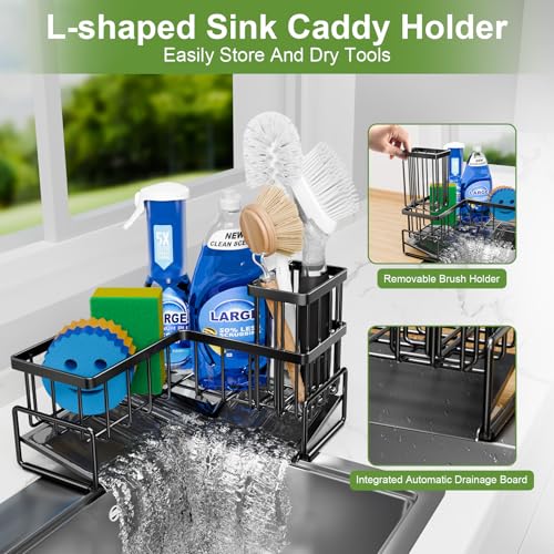Large Sponge Holder for Kitchen Sink, 90-Degree Sink Caddy Storage - view 4