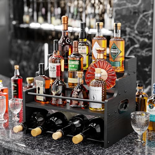 4-Tier Liquor Bottle Display Shelf,Black Modern Bottle Organizer - view 2