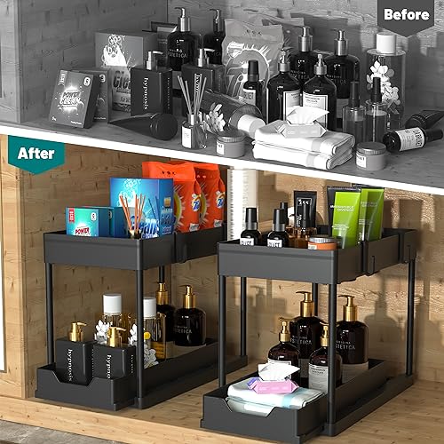 Under Sink Organizer, 2‑Tier Pull‑Out Cabinet Storage for Bathroom Kitchen - view 3