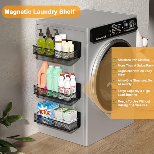 Magnetic Shelf Spice Rack Fridge Basket Whiteboard Washer Dryer Locker - view 2