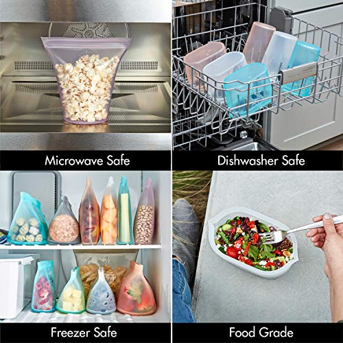 Reusable Food Storage Containers Full Set of 8 Lavender – Platinum Silicone Cups, Dishes & Bags – Microwave, Dishwasher & Freezer Safe – Made in USA, BPA-Free - view 3