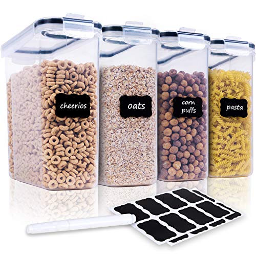 Cereal Containers Storage Set - 4 Piece Airtight Large Food Storage Containers(135.2oz), BPA Free Dispenser Plastic Cereal Storage Containers
