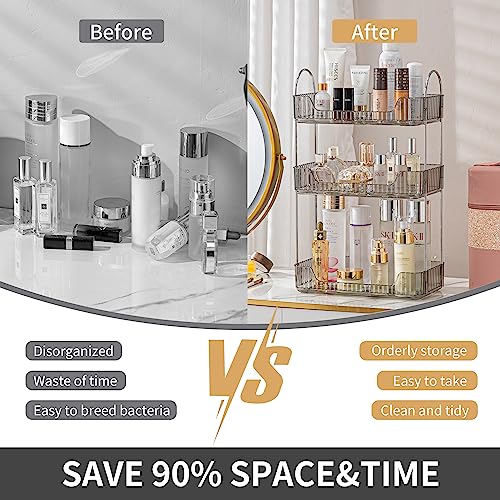 3 Tier Bathroom Organizer Countertop Makeup Perfume Tray Skincare Organizer for Bathroom Dresser Vanity (Grey) - view 4