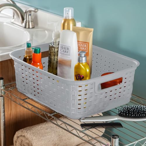 Short Weave Basket Bin for Clothing and Laundry Storage, 12-Pack - view 6