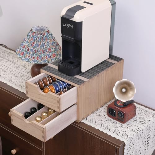 Drawer Holder for Coffee Brew - Kitchen Machine Stand Shelf Contertop - Serve Coffee Station and Pod Capsule Storage Organizer for Home Decor Office Storage Solution 2-Tier CF2D2C-Light - view 3