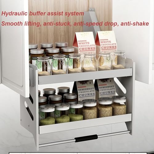 Cabinet Pull Down 2 Tier Pull Out Cabinet Organizer Pull-Down Shelves Blind Pull-Out Cutlery and Spice Rack System for Kitchen Bathroom Cabinets Load Bearing 20Kg,One Color,564x280x520mm - view 3