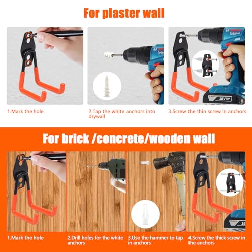 Heavy Duty Garage Storage Hooks 2 Pack Garage Tool Organizer Wall Mount - view 6