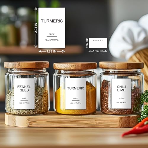 201 Spice Jar Labels - Preprinted Minimalist Waterproof Stickers for Kitchen Jars, Herb & Seasoning Labels for Pantry Organization - view 2