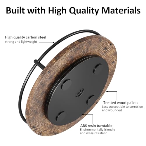 Lazy Susan Organizer：9 Inch Rotating Spice Rack for Kitchen Countertop Round Wooden Turntable Holder for Cabinet, Dining Table, Cupboard Storage – Black - view 2