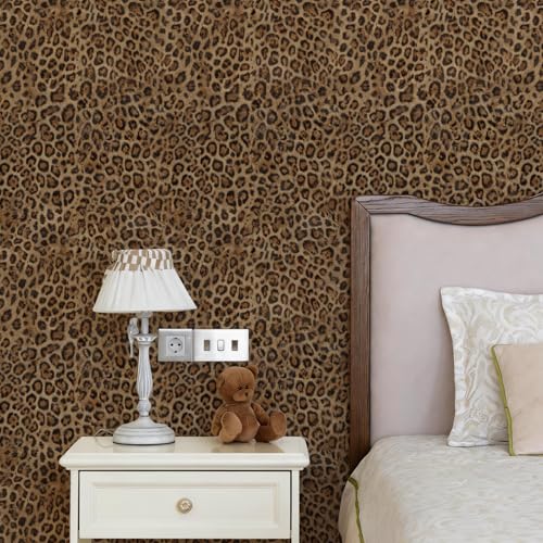 Upgraded 3D Faux Fur Leopard Print Wallpaper 17.3"x80" Removable Peel and Stick Contact Paper, Brown & Black Cheetah Animal Print, Renter Friendly Wall Decor for Bedroom, Bathroom, Closet - view 6