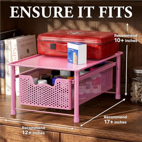 Stackable Cabinet Basket Drawer Organizer, Pink - view 3